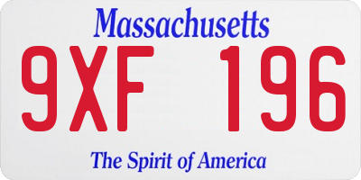 MA license plate 9XF196