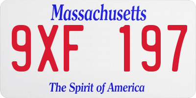 MA license plate 9XF197