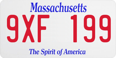 MA license plate 9XF199