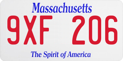 MA license plate 9XF206