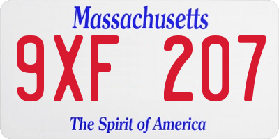 MA license plate 9XF207