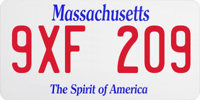 MA license plate 9XF209
