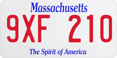 MA license plate 9XF210