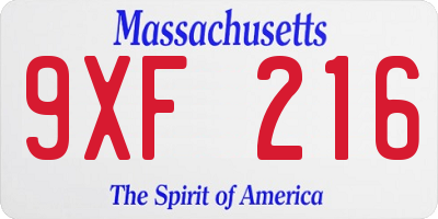 MA license plate 9XF216