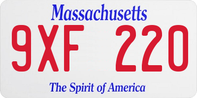 MA license plate 9XF220