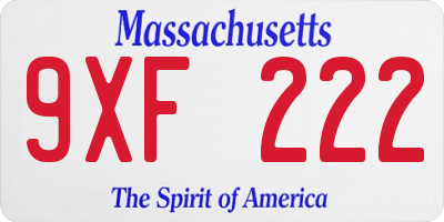MA license plate 9XF222