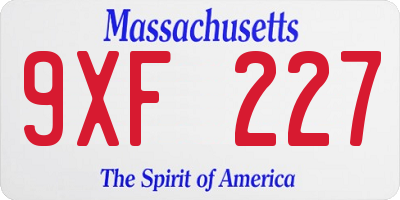 MA license plate 9XF227