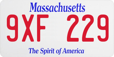 MA license plate 9XF229
