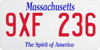MA license plate 9XF236
