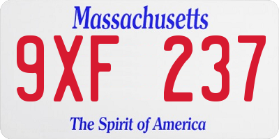 MA license plate 9XF237