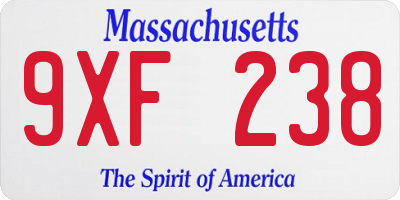 MA license plate 9XF238
