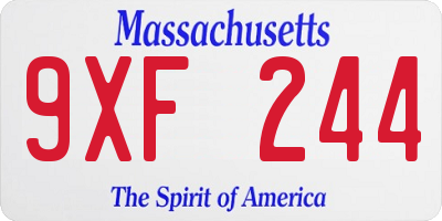 MA license plate 9XF244