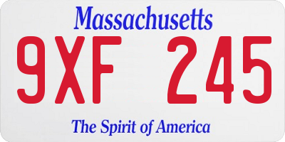 MA license plate 9XF245