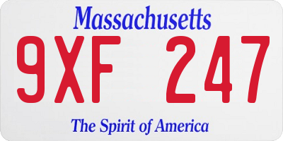 MA license plate 9XF247
