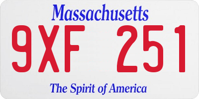 MA license plate 9XF251