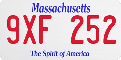 MA license plate 9XF252