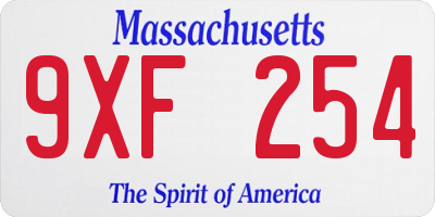 MA license plate 9XF254