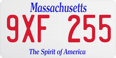 MA license plate 9XF255