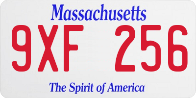 MA license plate 9XF256