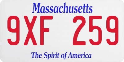 MA license plate 9XF259