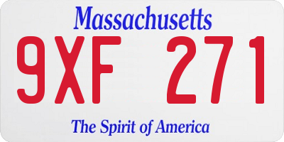 MA license plate 9XF271