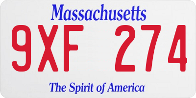 MA license plate 9XF274