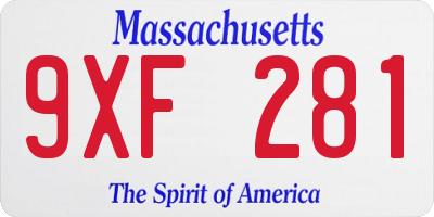 MA license plate 9XF281