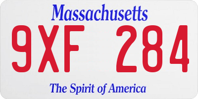 MA license plate 9XF284