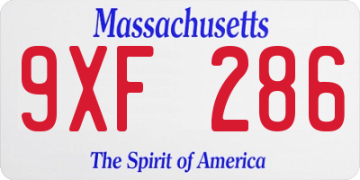 MA license plate 9XF286