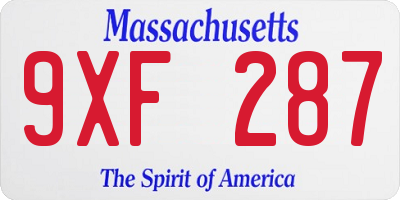 MA license plate 9XF287