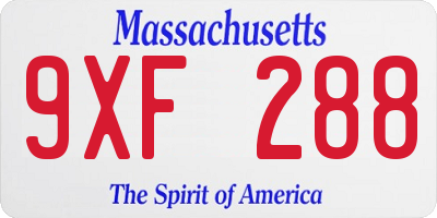 MA license plate 9XF288