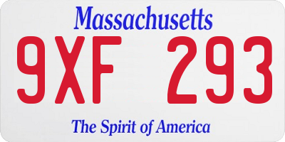 MA license plate 9XF293