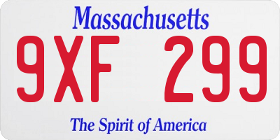 MA license plate 9XF299