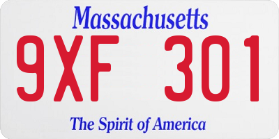 MA license plate 9XF301