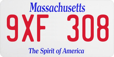 MA license plate 9XF308