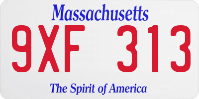 MA license plate 9XF313