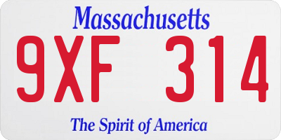 MA license plate 9XF314