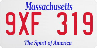 MA license plate 9XF319