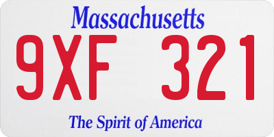 MA license plate 9XF321