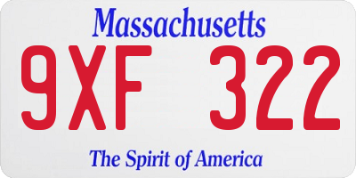 MA license plate 9XF322