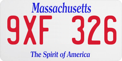 MA license plate 9XF326