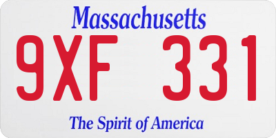 MA license plate 9XF331