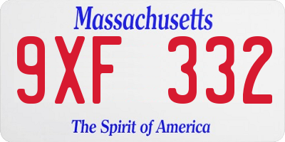 MA license plate 9XF332