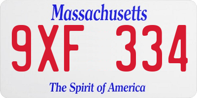 MA license plate 9XF334
