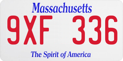 MA license plate 9XF336