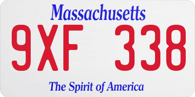 MA license plate 9XF338