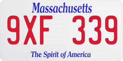 MA license plate 9XF339