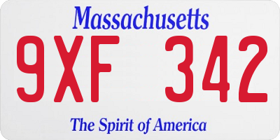 MA license plate 9XF342