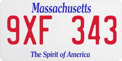 MA license plate 9XF343