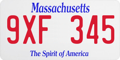 MA license plate 9XF345